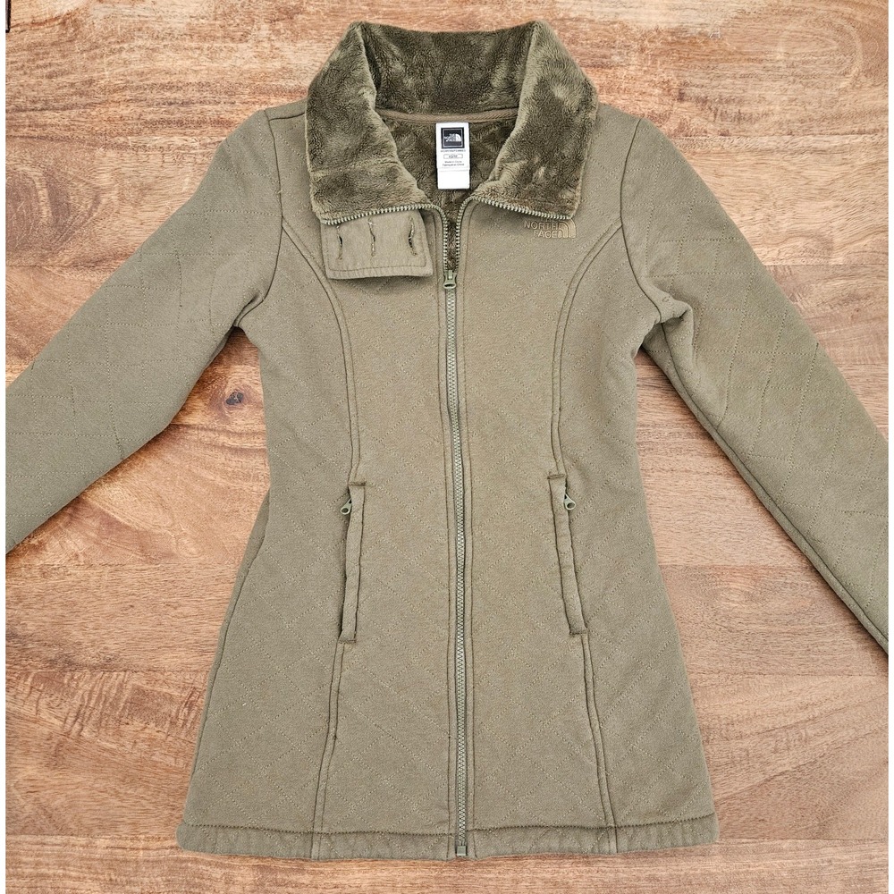 The North Face Caroluna Jacket Women Green XS Plush Fleece Quilt Lined Outdoors